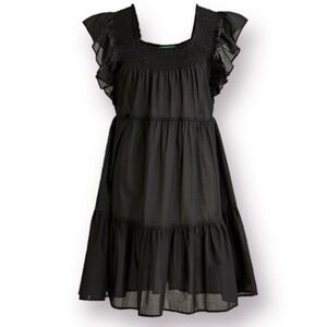 J. Crew Black Flutter-sleeve voile mini dress. Size XS . Style BM448